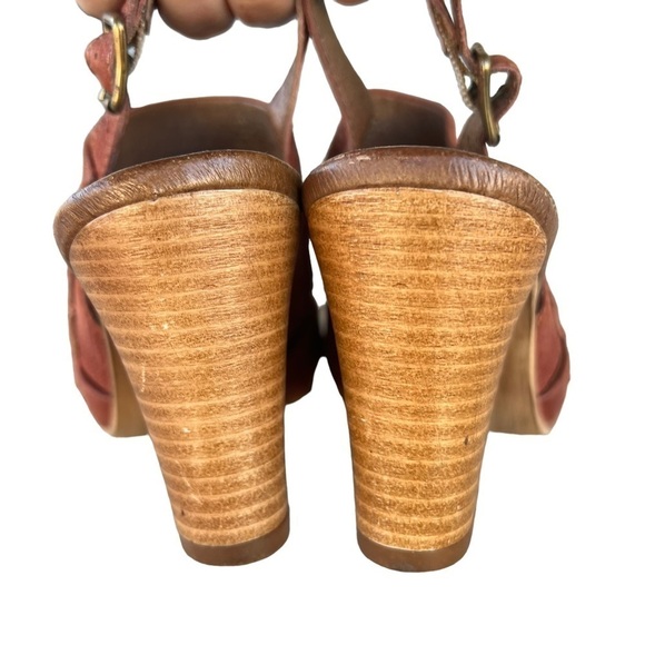 Miz Mooz Kenmare Leather Wedge Slingback Sandal Rust Brown EU 37 US 6.5/7 GUC - Picture 6 of 14